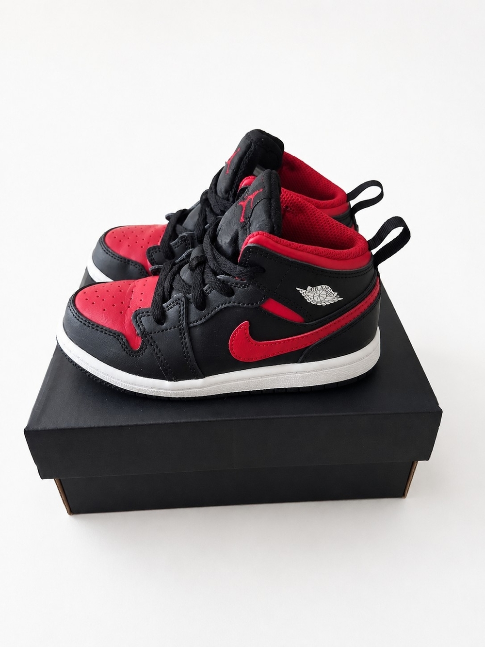 Toddler Air Jordan 1 Mid Black & Red Sneakers – Size 10C
